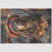 Decoupage grillige Boho Dachshund Hond Tissuepapier (Voorkant)