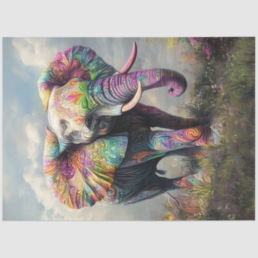 Decoupage grillige bruisende Afrikaanse olifant Tissuepapier (Voorkant)