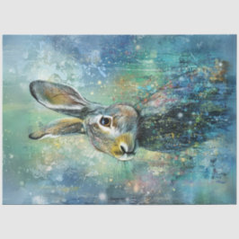 Decoupage grillige Bunny Blue achtergrond Levendig Tissuepapier