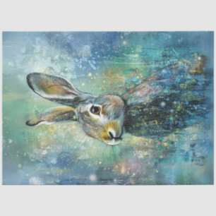 Decoupage grillige Bunny Blue achtergrond Levendig Tissuepapier