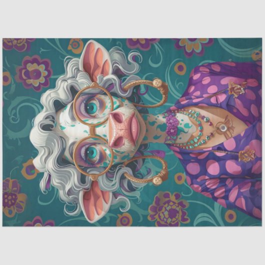 Decoupage grillige cartoonachtige dame Koe Bella M Tissuepapier (Voorkant)