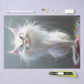 Decoupage grillige chagrijnige langharige kat tissuepapier (Craft)