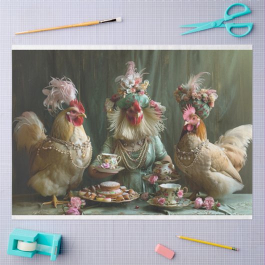 Decoupage grillige Chicken Tea Party Tissuepapier (Craft)