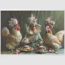 Decoupage grillige Chicken Tea Party Tissuepapier