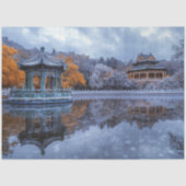 Decoupage grillige Chinese tuin paviljoen tempel Tissuepapier (Voorkant)