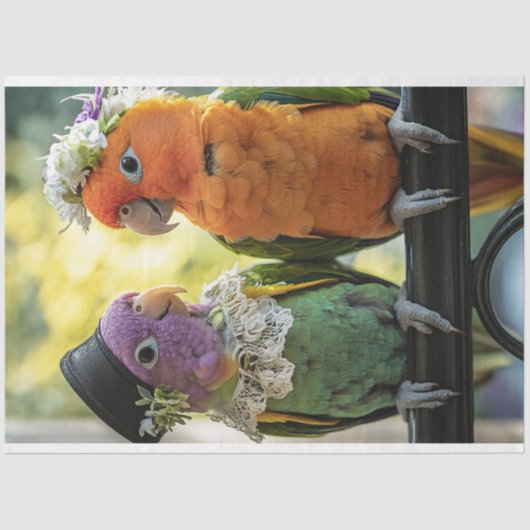 Decoupage grillige concur vogels bruiloft tissuepapier (Voorkant)