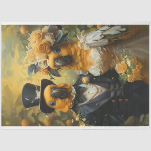 Decoupage grillige Conure Papegaaien bruiloft Tissuepapier (Voorkant)