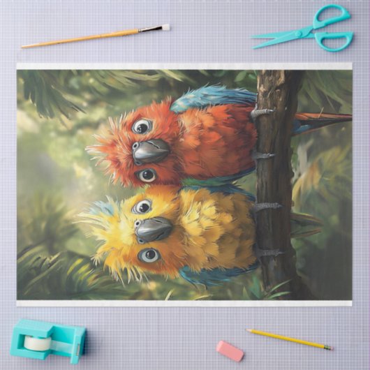 Decoupage grillige Conure papegaaien levendige kle Tissuepapier (Craft)