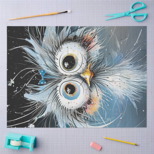 Decoupage grillige Crazy Eyed Wackadoodle Uil Tissuepapier (Craft)