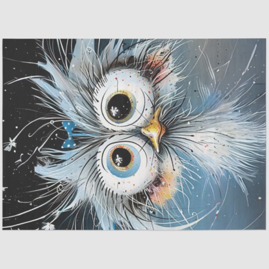 Decoupage grillige Crazy Eyed Wackadoodle Uil Tissuepapier (Voorkant)
