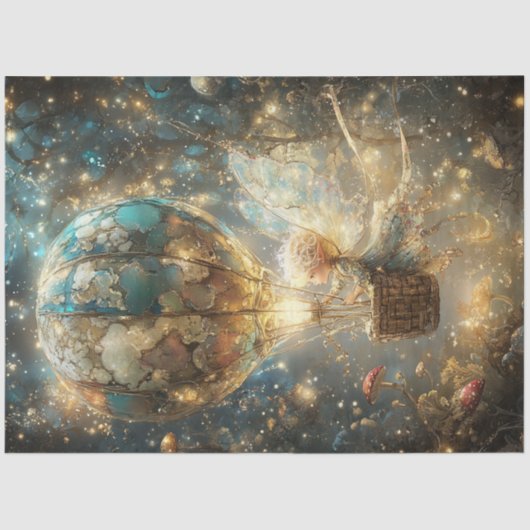 Decoupage grillige fee betoverde bos ballon tissuepapier (Voorkant)