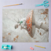 Decoupage grillige fee op rode witte paddestoel tissuepapier (Craft)