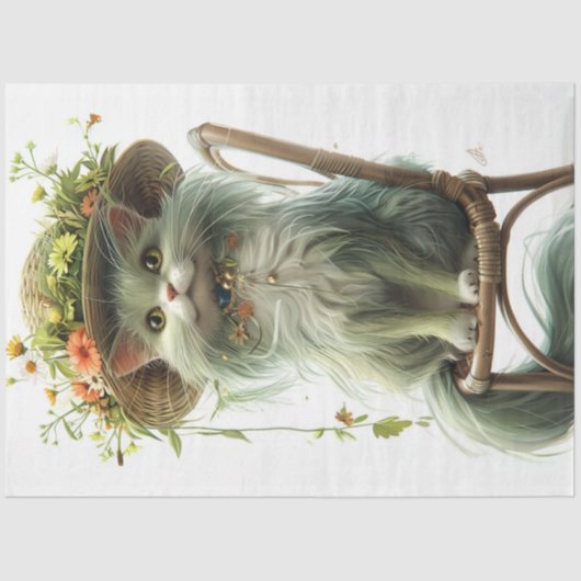 Decoupage grillige flamboyante kat Whiskers Tissuepapier (Voorkant)