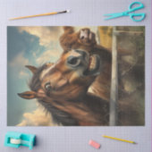 Decoupage grillige foto grappig gezicht paard tissuepapier (Craft)