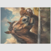 Decoupage grillige foto grappig gezicht paard tissuepapier (Voorkant)