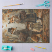 Decoupage grillige Fox familie de bruggen Tissuepapier (Craft)