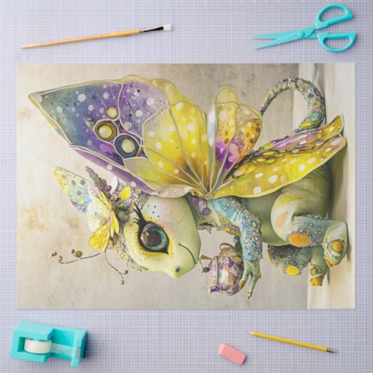 Decoupage grillige gekleurde fee vlinder vleugels tissuepapier (Craft)