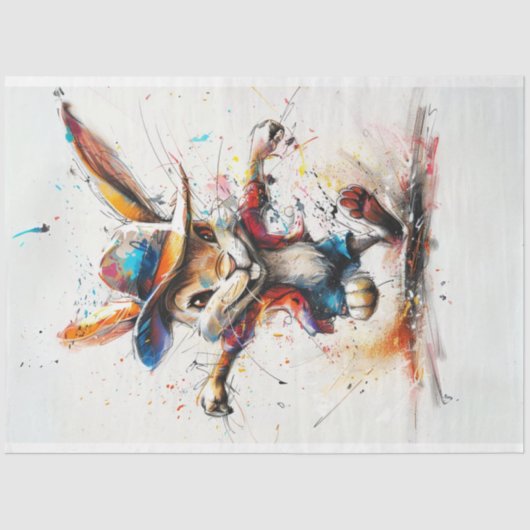 Decoupage grillige gekleurde splash schilderij kon tissuepapier (Voorkant)