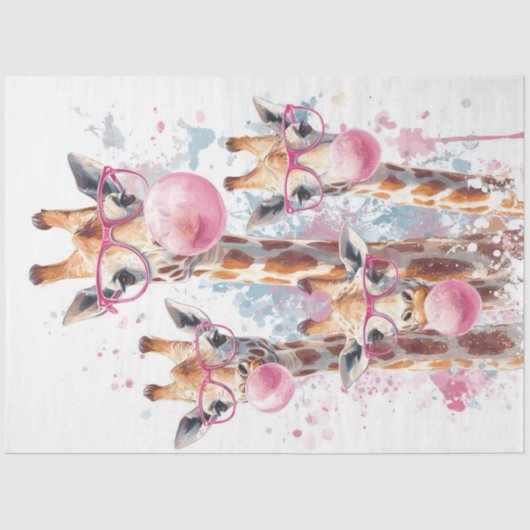 Decoupage grillige Giraffes blazen bubbels Tissuepapier (Voorkant)