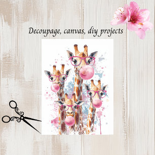 Decoupage grillige Giraffes blazen bubbels Tissuepapier