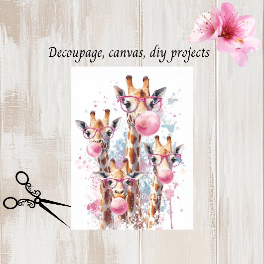 Decoupage grillige Giraffes blazen bubbels Tissuepapier