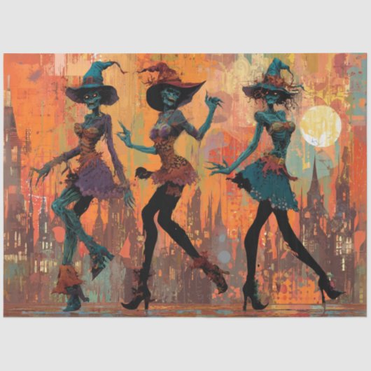 Decoupage grillige goede heksen dansen tissuepapier (Voorkant)