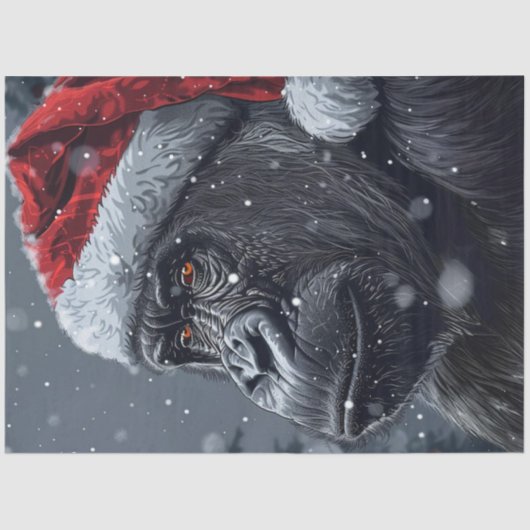 Decoupage grillige gorilla met Santa Hat Tissuepapier (Voorkant)