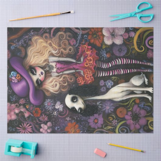 Decoupage grillige gotische meisje standaard poede tissuepapier (Craft)