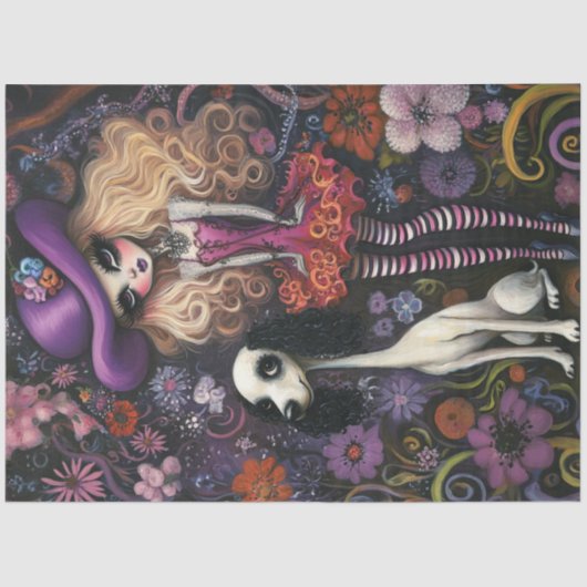 Decoupage grillige gotische meisje standaard poede tissuepapier (Voorkant)