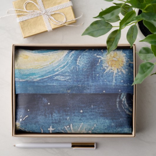 Decoupage grillige halve maan omringende zon tissuepapier (Geschenk)