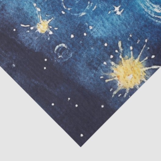 Decoupage grillige halve maan omringende zon tissuepapier (Detail)