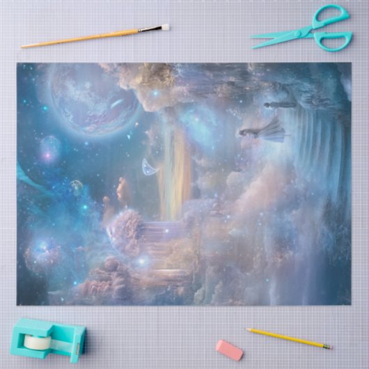 Decoupage grillige hemelse landschap Misty Blue Tissuepapier (Craft)