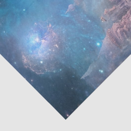 Decoupage grillige hemelse landschap Misty Blue Tissuepapier (Detail)