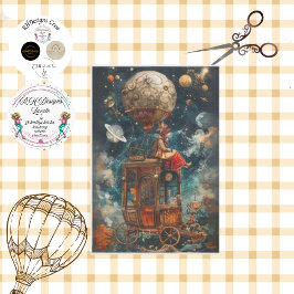 Decoupage grillige hete lucht ballon ritten tissuepapier