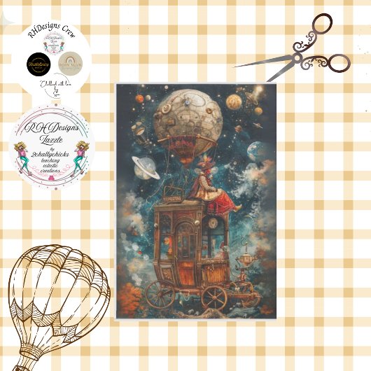 Decoupage grillige hete lucht ballon ritten tissuepapier