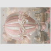 Decoupage grillige hete luchtballon roze wit tissuepapier (Voorkant)