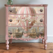 Decoupage grillige hete luchtballon roze wit tissuepapier