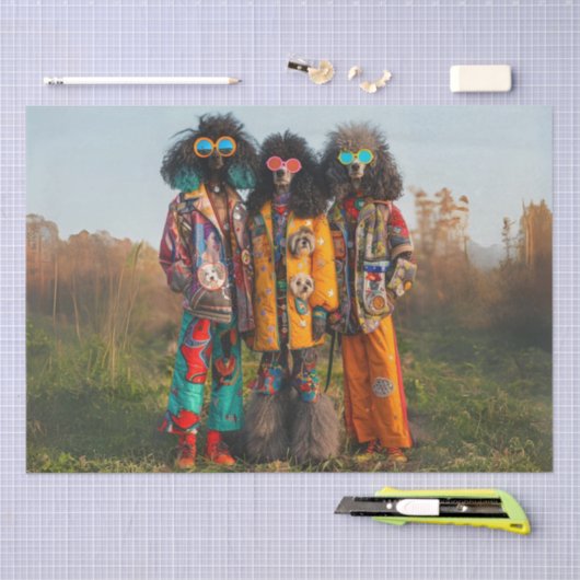 Decoupage grillige hippie poedels weefsel papier (Craft)