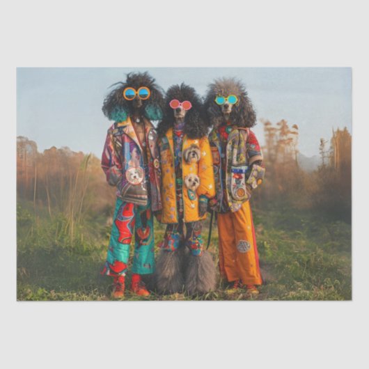 Decoupage grillige hippie poedels weefsel papier (Voorkant)