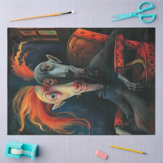 Decoupage grillige illustratie Teken gezichten Tissuepapier (Craft)