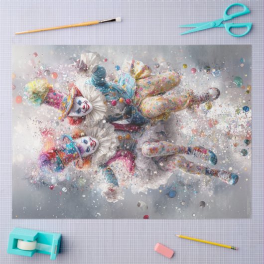 Decoupage grillige Jester Circus Clowns Tissuepapier (Craft)