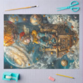 Decoupage grillige jongen rijden in hete luchtball tissuepapier (Craft)