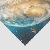 Decoupage grillige jongen rijden in hete luchtball tissuepapier (Detail)