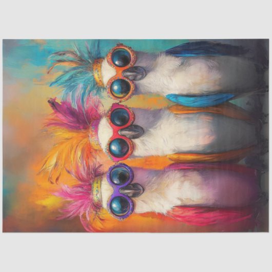 Decoupage grillige kaketoes heldere veren tissuepapier (Voorkant)