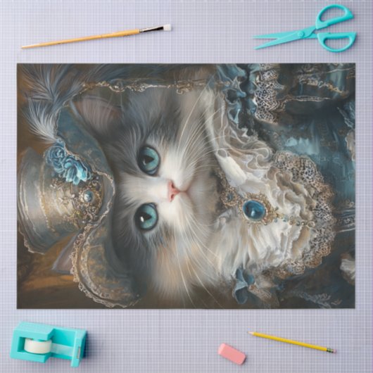 Decoupage grillige kat kleding tissuepapier (Craft)