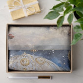 Decoupage grillige kerst hete luchtballon blauw tissuepapier (Geschenk)