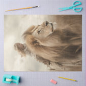 Decoupage grillige kind rijden leeuw tissuepapier (Craft)