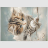 Decoupage grillige kitten balanceren op hoge draad tissuepapier (Voorkant)