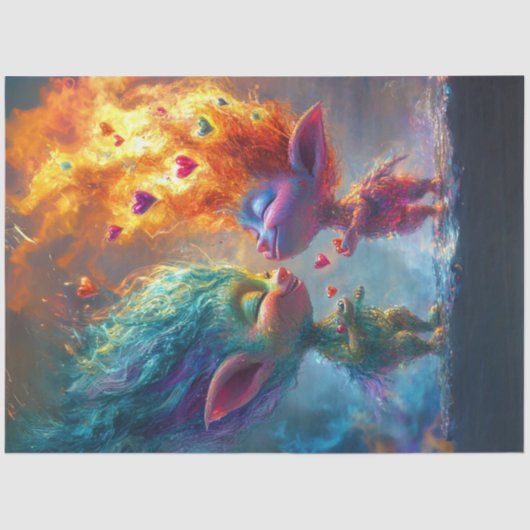 Decoupage grillige kleine wezens gloeiend haar tissuepapier (Voorkant)