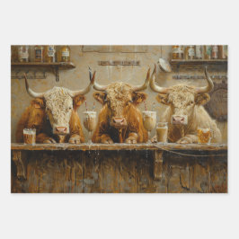 Decoupage grillige Koeien Saloon Bar Melkshakes Inpakpapier Vel